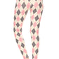 5-inch Long Yoga Style Banded Lined Argyle Printed Knit Legging With High Waist