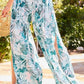 Pleat Slit Tropical Print Pants