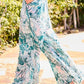 Pleat Slit Tropical Print Pants