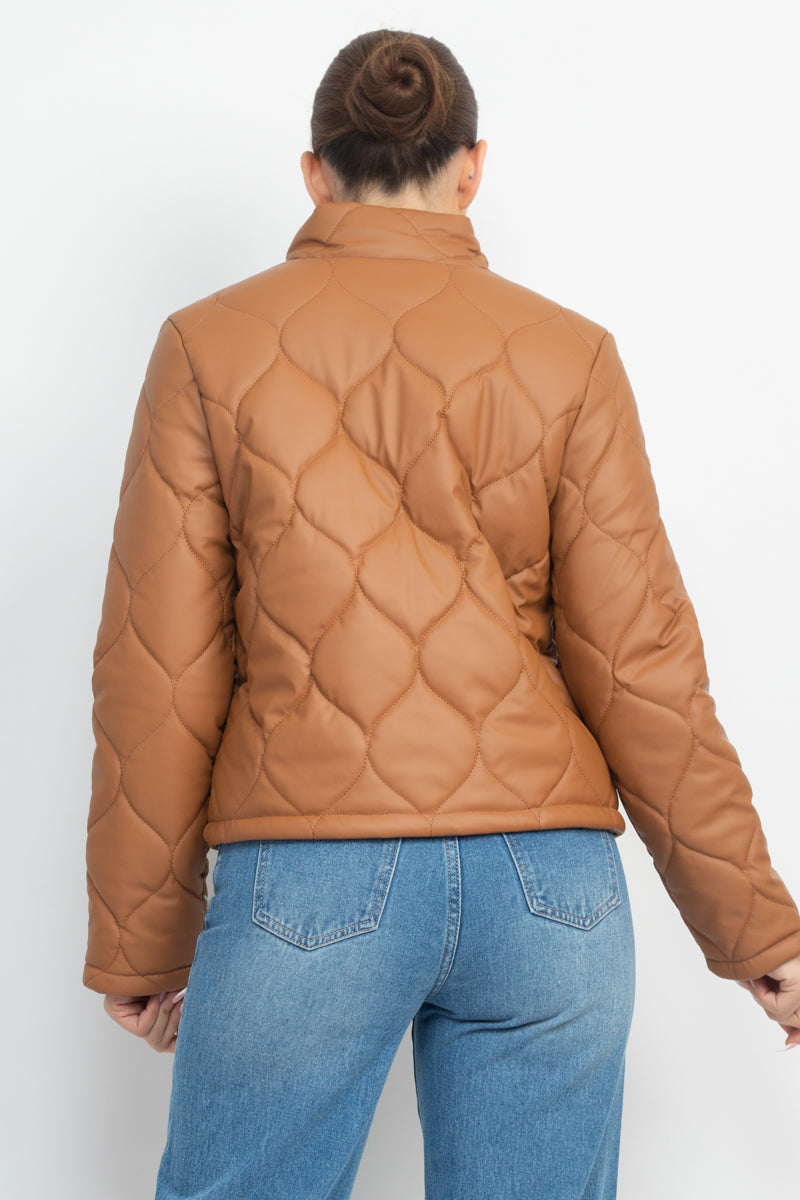 Mock Neck Quilted Jacket