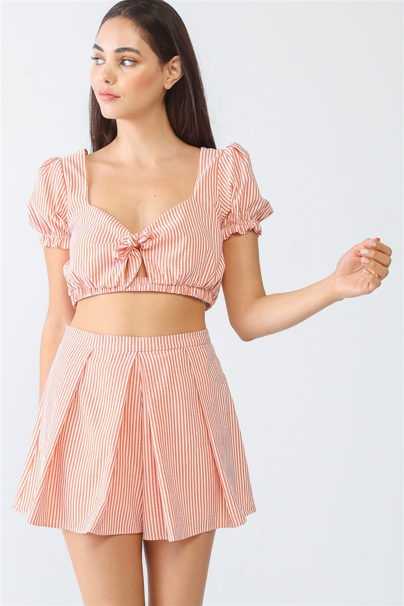 Striped Blossom High Waisted Set