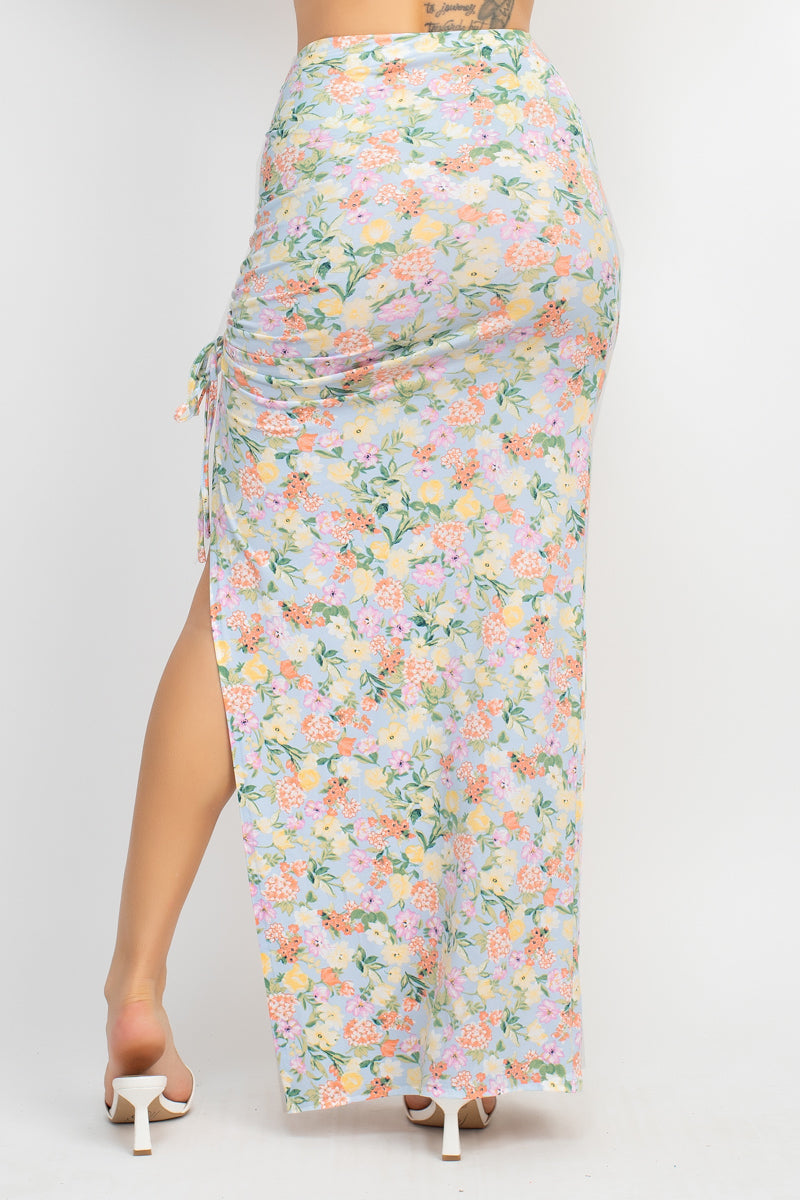 Front Knot Floral Maxi Set