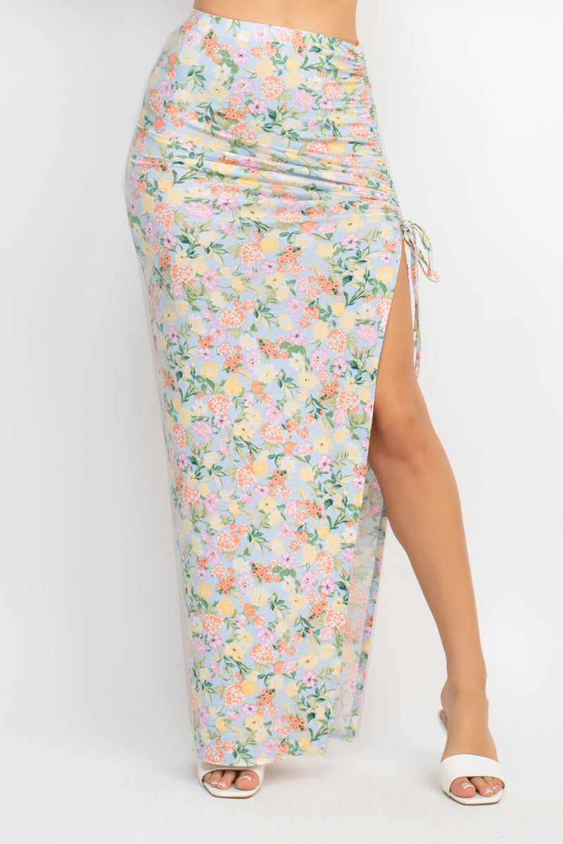 Front Knot Floral Maxi Set