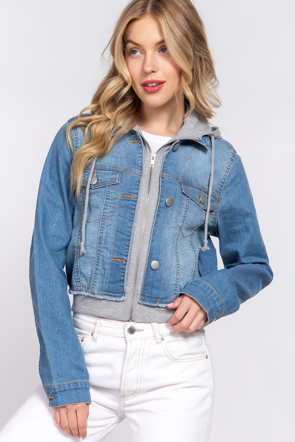 Long Sleeve Hoodied Denim Jacket