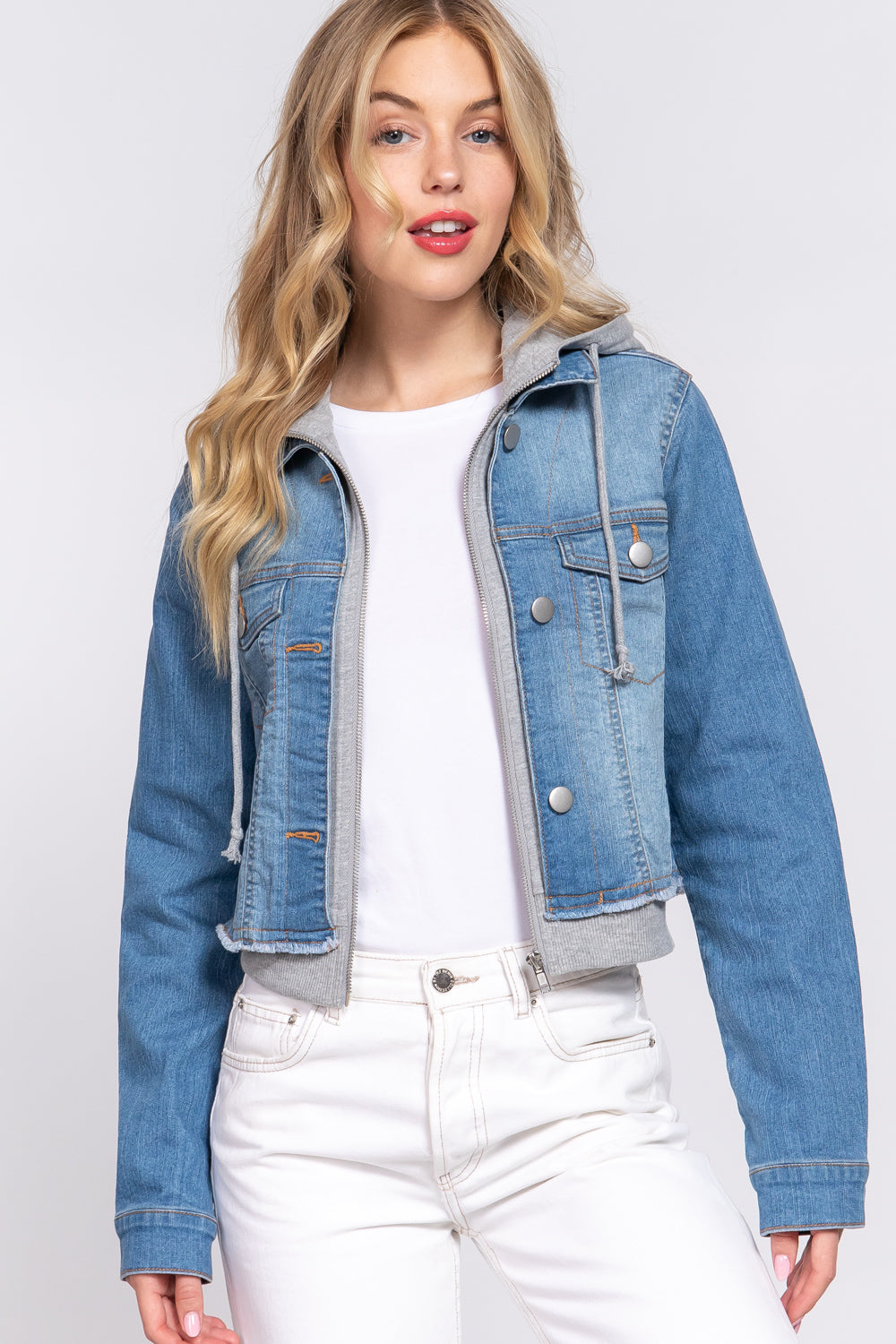 Long Sleeve Hoodied Denim Jacket