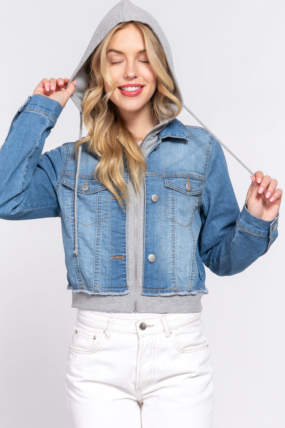 Long Sleeve Hoodied Denim Jacket