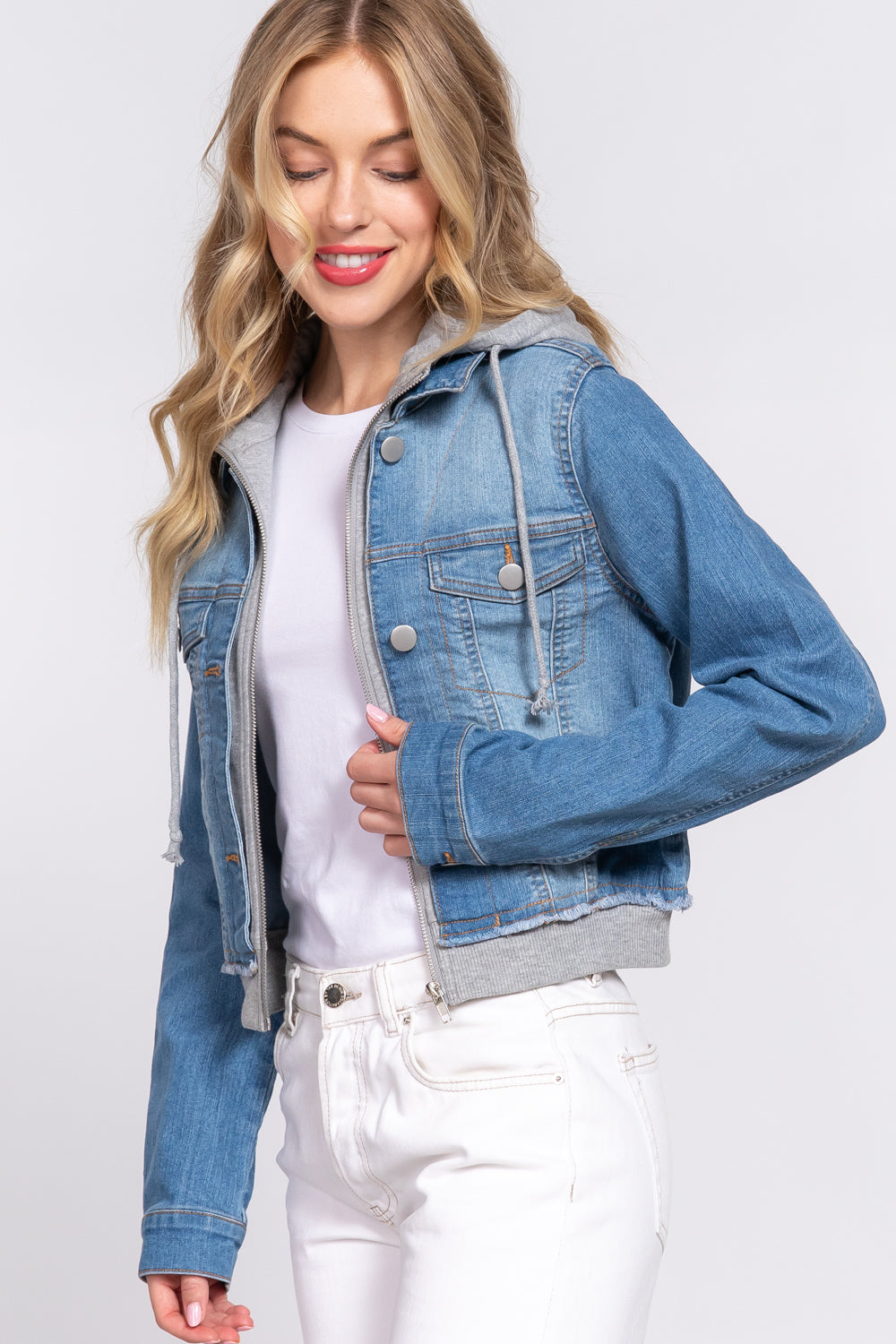 Long Sleeve Hoodied Denim Jacket