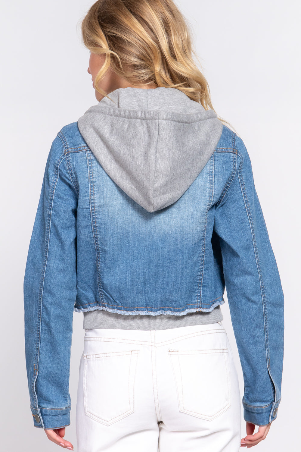 Long Sleeve Hoodied Denim Jacket