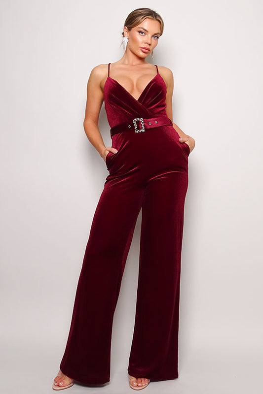 Samba Rhinestone Velvet Jumpsuit