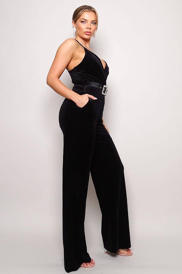 Samba Rhinestone Velvet Jumpsuit