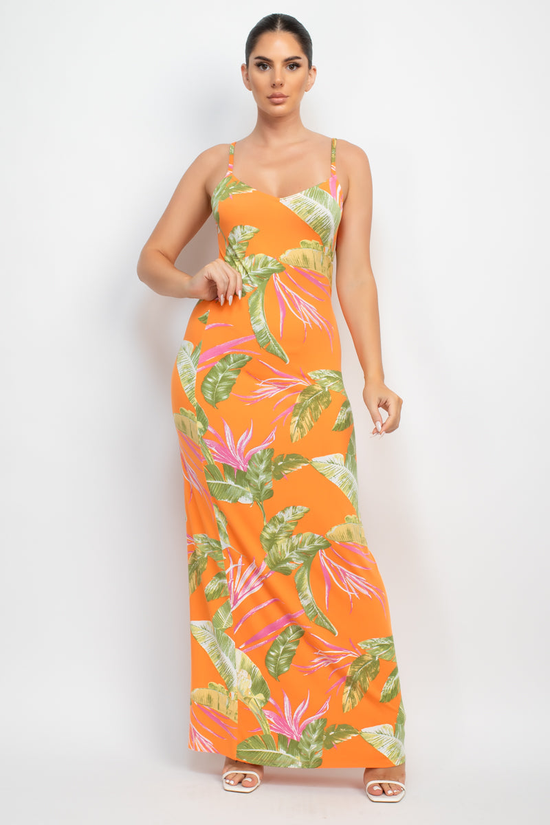 Scoop Tropical Print Maxi Dress