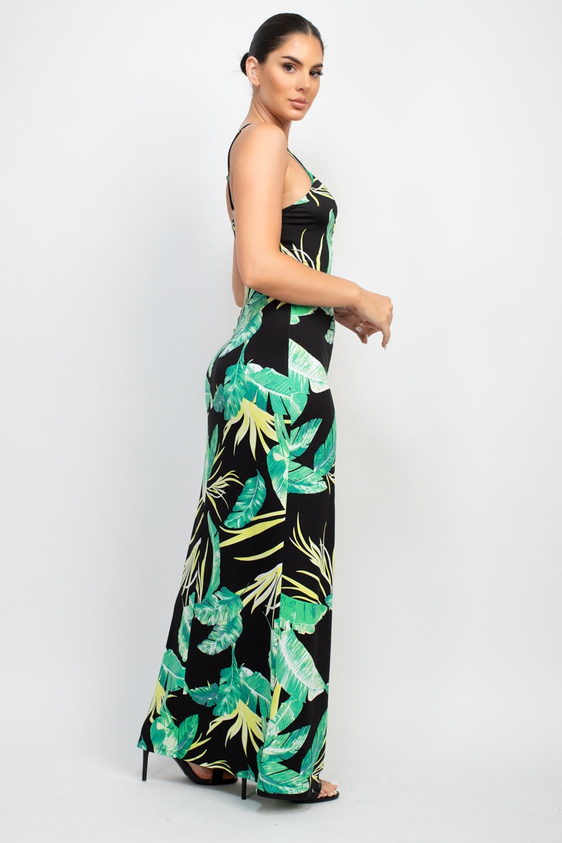 Scoop Tropical Print Maxi Dress