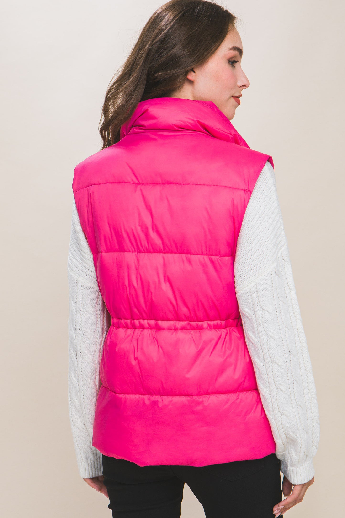 Zip Up Button Puffer Vest